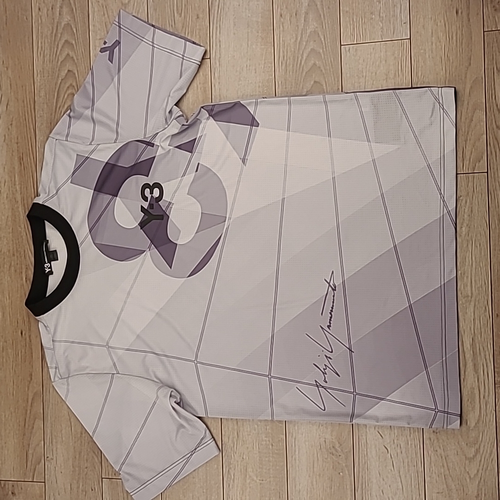 ADIDAS Y-3 All Over Print AOP White Grey Small‎ Jersey Football Shirt RARE